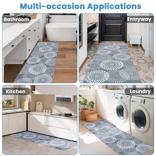 StepRite 2x6 Hallway Runner Rug, Washable Non-Slip Kitchen Rug for Entryway | Soft Surface, Non-Slip TPE Rubber Backing, Machine Washable, Low-Pile Floor Carpet for Kitchen, Laundry, Bedroom, Living Room - image 6