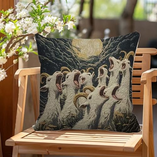 Fundas de almohada con diseño de cabra para decoración interior de casa 4