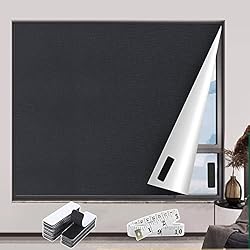 Persianas Anti Sol Bekeify Tela Oscurecedora Portátil 200×145cm Estor Opaco de Aislamiento Térmico Cortar a Voluntad para Bloquear la luz Apto para Todo Tipo de Ventanas con Regla Blanda y 30 Cinta de Gancho