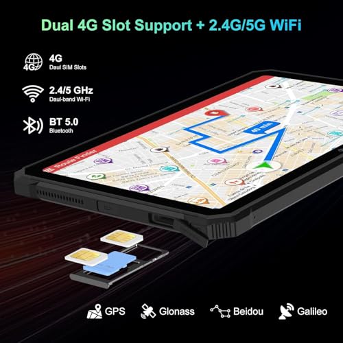 Image of Blackview 2.4k 10.36 inch Rugged Tablet, Android 15 22000mAh Octa-core Tablet, 24GB（8+16） RAM+256GB ROM+1TB Expand, 48MP+16MP Camera Waterproof, 4G LTE /5G WiFi, BT 5.0 /OTG /GPS-Black