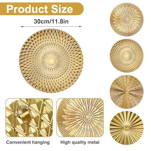 PercyEffie 12 Inch Metal Wall Art Decor, 4 Pcs Gold Starbursts Radial Plate Wall Art Modern Accent Hanging Wall Decorations for Home Living Room Office Gift for Christmas - Image 2