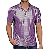 Men's Short Sleeve Shirt Casual Leisure Disco Night Club Party T-Shirt with Design for Men, purple, S #2