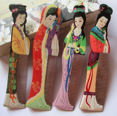 Four Beauties Comb Luxury Set, Beautiful Multi-color Master Hand Craft, Hand Painted Hair Comb, Great Gift