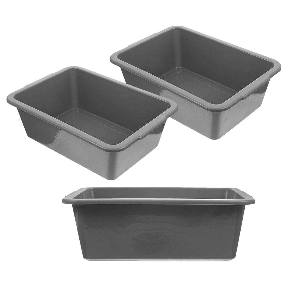 Contenitore Plastica Rettangolare 34x23,8x10,9 Cm Set 3 Pezzi per Lavaggio Stoviglie e Stoccaggio Alimenti Manici, Vasca per Ristoranti, Mense e Autobus Commerciali