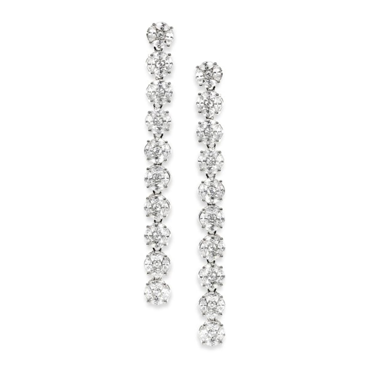 Latest Stylish Rhodium Plated Silver Toned Zirconia Studded Contemporary Long Trendy Drop Earrings for Women & Girls, Perfect for Any Party Look-image-30