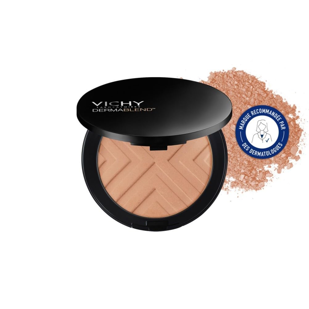 Vichy, Dermablend Covermatte, Fond de Teint Poudre Compacte, Anti-Imperfections, Longue Tenue 12H, Haute Couvrance, SPF 25, Adapté aux Peaux Sensibles, Teint : Gold 45, 9,5 g