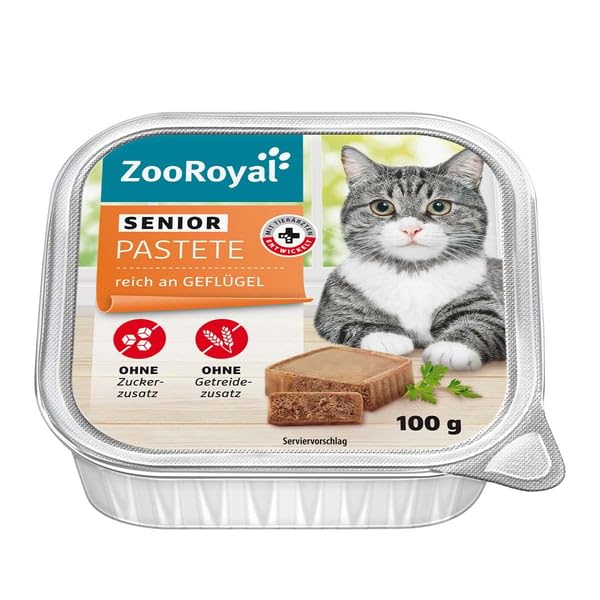 ZooRoyal Senior-Pastete reich an Geflügel 16×100g Katzen Nassfutter Tiernahrung Tierfutter Dozen fütter