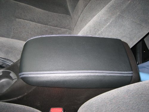 RedlineGoods armrest Cover Compatible with GMC Envoy 2002-09. Tailor Made - not Universal. Genuine top-Grade Italian Black Suede (Alcantara) with Blue Thread
