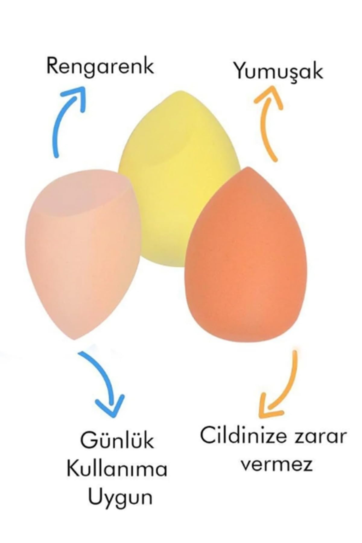 3'lü Standlı Makyaj Süngeri Seti Pembe