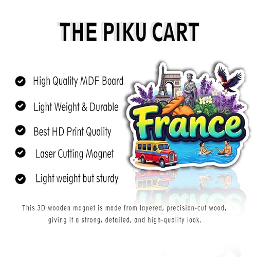 Image of France Fridge Magnet - Premium Engineered Wood Souvenir, Laser-Cut Decorative Magnetic Travel Gift, French Flag Design