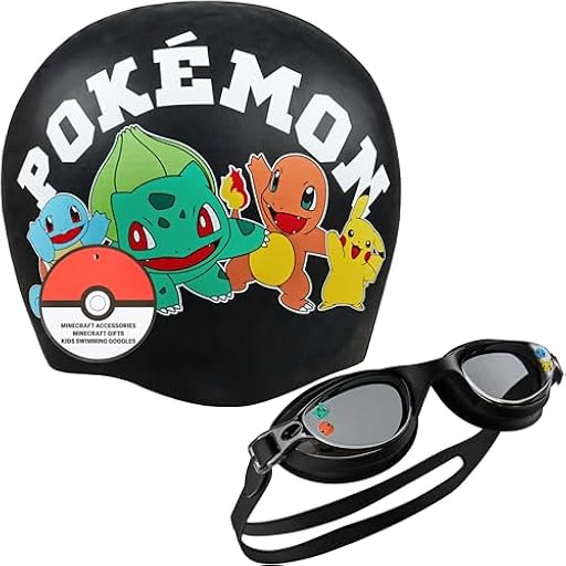 Get Trend Pokemon Gafas Natacion y Gorro Piscina Niño y Niña Pikachu Gafas Piscina Niños Protección UV Antivaho Gorro Natacion Silicona (Negro Pokemon, 4-12 Años) | Ya disponible en tu tienda friki favorita! En mundofriki.es!