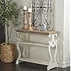 Deco 79 Wood Scroll Side Frames 2 Shelf Console Table with Brown Wood Top, 38" x 15" x 32", White 51cUCpquP0S. SS100