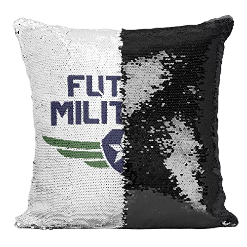 Coussin Sequin Paillettes Noir Future Militaire Armée décoratif de canapé - 2