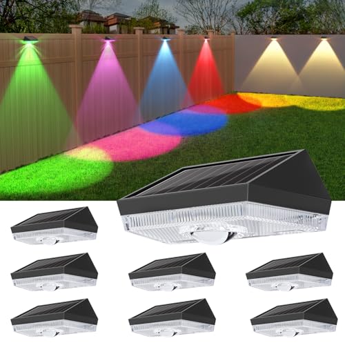 ELLASAY Wand Solarlampen für Außen Garten: 10 Farbmodi RGB LED Solar Gartenleuchten Aussen - IP65 Wasserdicht - Beleuchtung Deko für Terrasse Zaun Pool 8 Stück ELLASAY Wand Solarlampen für Außen Garten: 10 Farbmodi RGB LED Solar Gartenleuchten Aussen - IP65 Wasserdicht - Beleuchtung Deko für Terrasse Zaun Pool 8 Stück