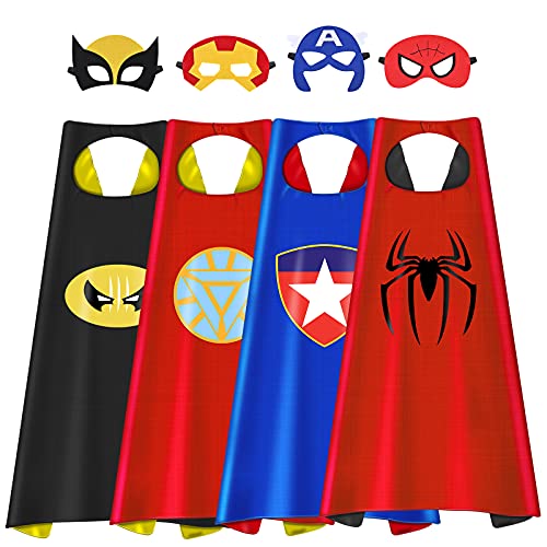 Dodosky Toys for 3 - 10 Year Old Kids, 4 Pack Superhero Capes for Boys Age 3 4 5 6 7 Birthday Gifts for 4 5 6 Year Old Kids Toys for Boys Girls Age 4-9 Halloween Gifts for Boys - Stocking Stuffers