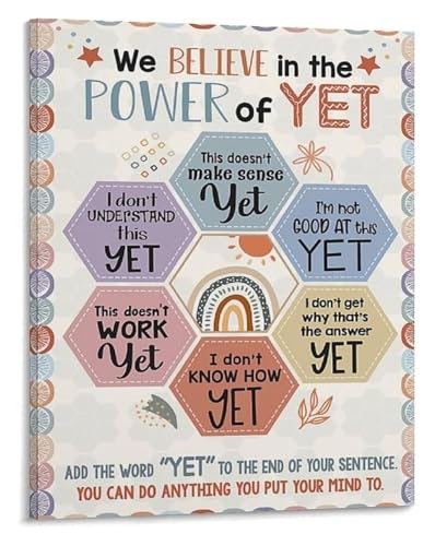Affiche Power Of Yet motivation enseignant tableau toile cadre