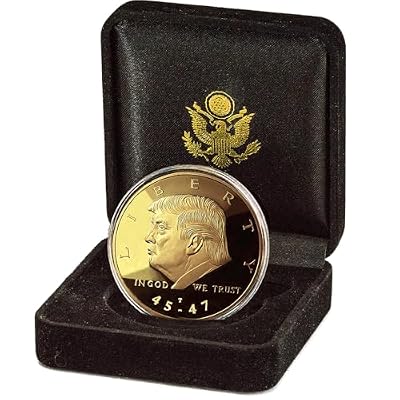 Donald Trump Gold Coin Set 45-47 President, Velvet Case, 2+ Term Collectors Edition, Commemorative Gold Plated Replica Coin w/Cert of Auth (Velvet 45-47)