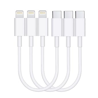 RCTech Short USB C to Lightning Cable 3Pack 7Inch [MFi Certified] iPhone Fast Charger Cable Type-C Power Delivery Charging Cord for iPhone 14 13 12 11 XS XR X 8 iPad, White