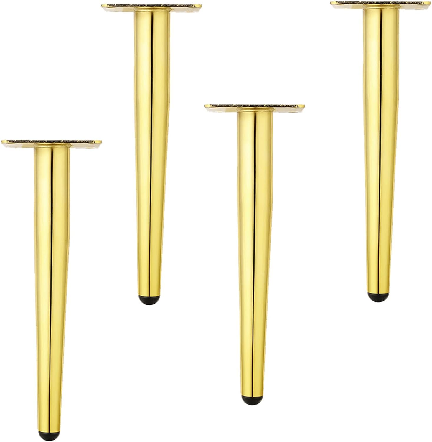 Rhllvj Gold 4 Piece Diy Metal Table Legs, Modern Tapered Cabinet Support Legs, Kitchen Legs With Mounting Screws (30Cm/11.8In, Black + )(,10Cm/3.9In)