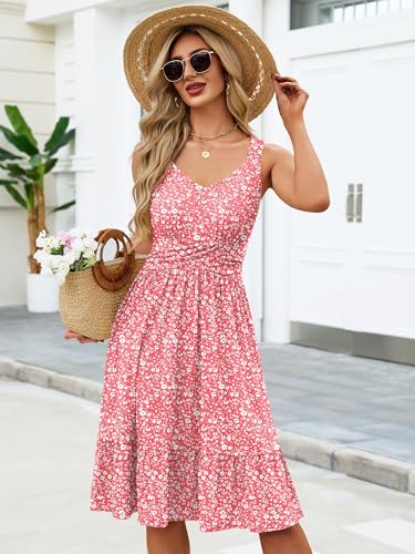 UEAL Cute Summer Dresses for Women 2026 Floral Casual Empire Waist Sundresses XX-Large Pink Floral — view 6