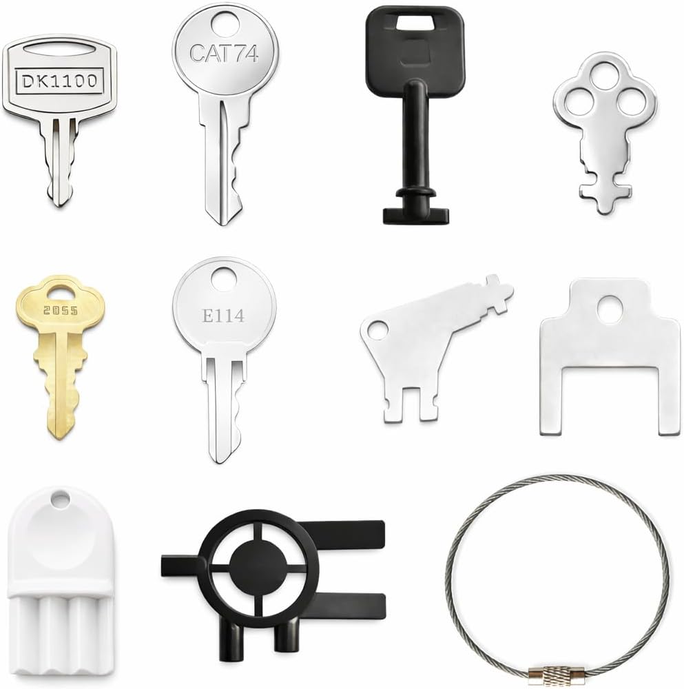 10-Pack Dispenser Key Set Compatible with Bobrick, Bradley, Kimberly Clark, Tork, Georgia Pacific, San Jamar and More, Replacement Keys for Paper Towel, Toilet Paper & Soap Dispensers with Key Chain