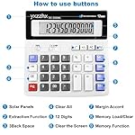Desk Calculator 12 Digit Extra Large 4.3-Inch LCD Display, Two Way Power Battery and Solar Calculators Desktop, Big Buttons Easy to Press Used as Office Calculators for Desk White - Image 2
