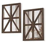 Honiway Farmhouse Wall Decor Mirror 2 Pack 15 x10 in Wood Window Frame Mirror Decorative Mirror for