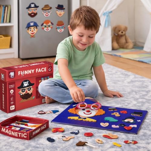 Image of Storio Magnetic Funny Face Puzzle Box for Kids | Educational Montessori Magnetic Toy Game for Boys & Girls 2-4 Years | Creative Expression & Emotions Learning Toy for Toddlers | Fun Magnetic Play Set