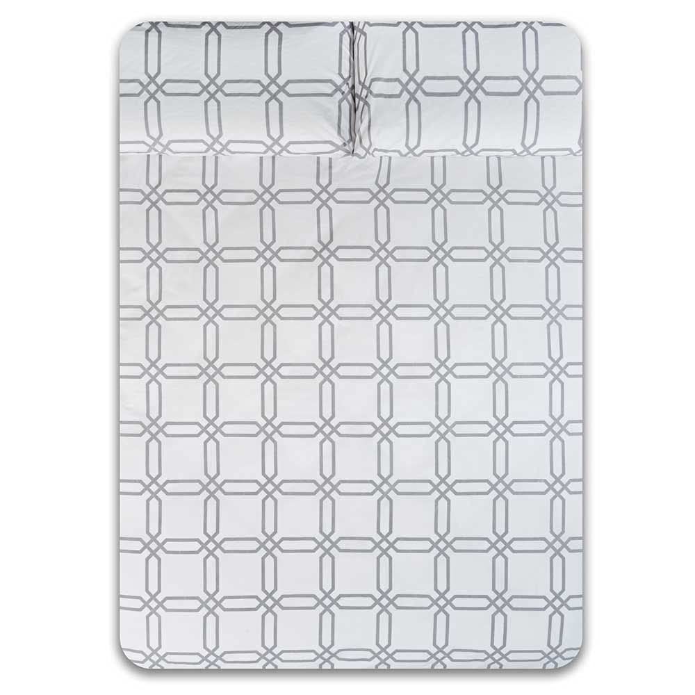 COTTON ARTean Funda Nórdica Cama 150 Tranquility Gris Percal Algodón 200 Hilos. Funda edredón 240x220 + 2 Fundas almohada