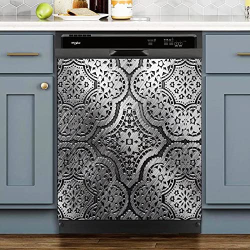 Black Clouds Carving Stainless Steel Sticker for Appliances,Black Refrigerator Wrap,Engraved Dark Dishwasher Magnets Decorative Cover,Stainless Steel Contact Paper Kitchen Decor