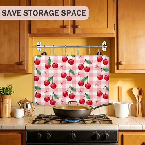 Image of Cherry Flower Stove Top Cover for Electric Stove, Heat Resistant Glass Cooktop Cover, Stovetop Protector, Dish Drying Mats Cover for Ceramic Washer Top 28x20 inch