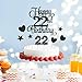 22nd Birthday Cake Toppers, 22nd Birthday Candles Numeral Candles and Glitter Cake Decorations Toppers Set for Party Supplies (Black)