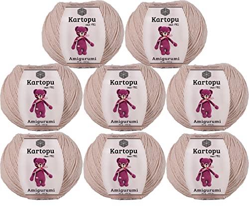 Kartopu Amigurumi and Baby Cotton Knitting Rope,Specially Produced for Amigurumi Lovers,(8Pack)Skein(Ball) 1.76 Oz (50g) (Beige 793)