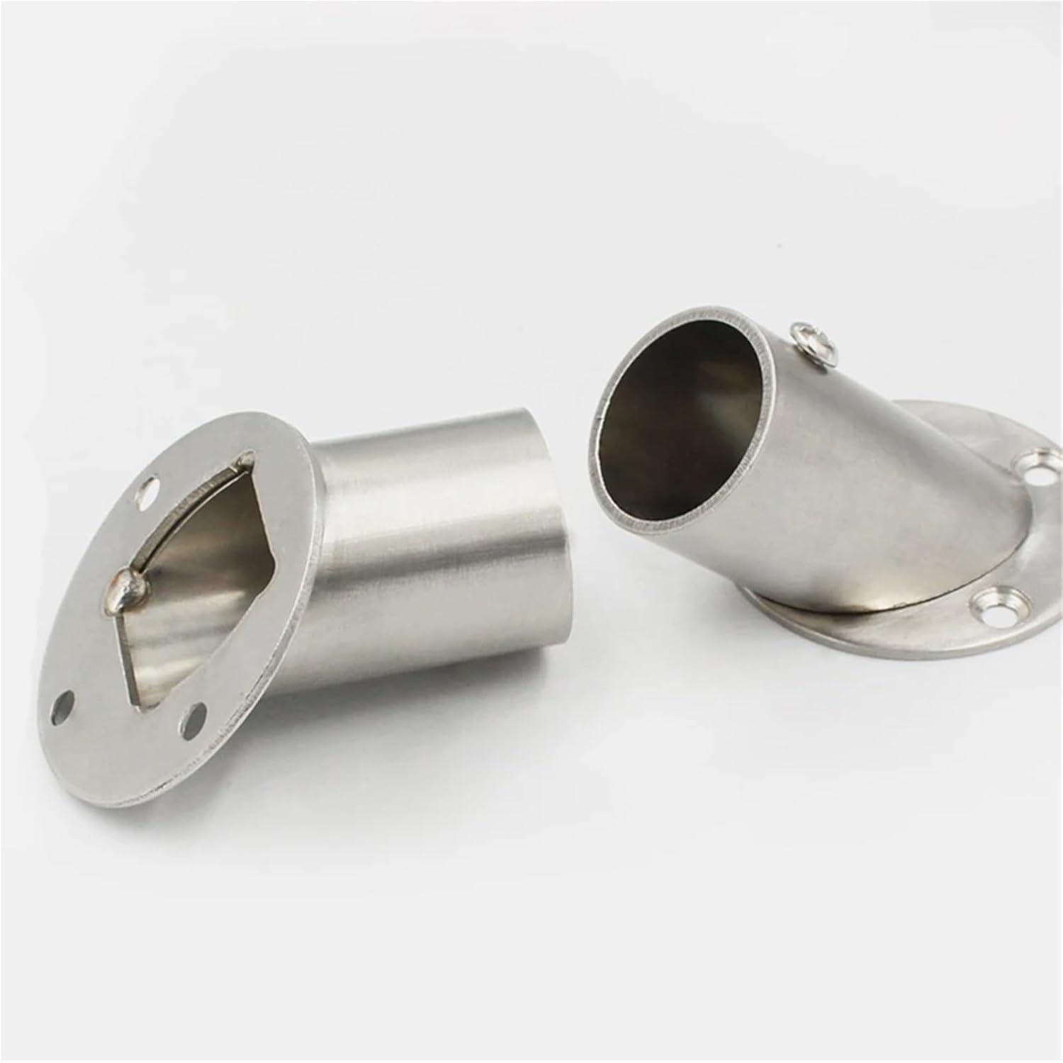 Closet Rod Bracket Angled Clothes Rail Closet Rod Holder Metal Flange Bracket Dowel Support Stainless Steel Curtain Pole Shower Brackets(14pcs)