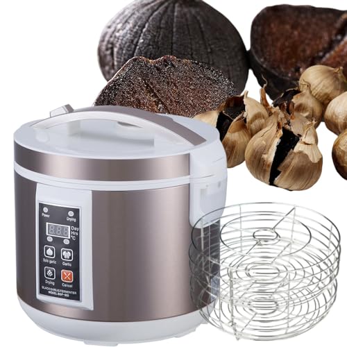Fermentador de ajos negro de 6L con rejilla para ajos de acero inoxidable de dos niveles, secador de ajos para 1,5-2kg...