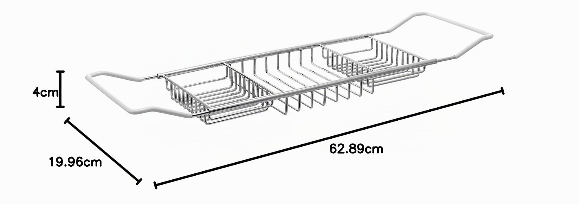 Cabilock Edelstahl Badewannenablage Ausziehbar 24.8 Zoll rutschfeste Badewannen Tablett Mit Telefon Buch Tablet Halter Multifunktionale Badewannen Ablage Für Badezimmer