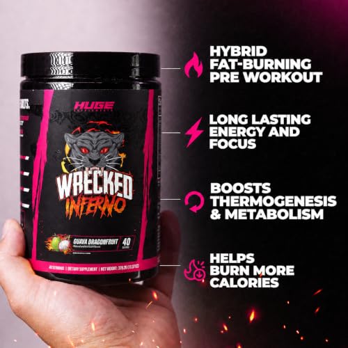 Image of Wrecked Inferno - Thermogenic Pre Workout For Men & Women, Increase Energy, Boost Thermogenesis & Metabolism, Enhance Exercise Performance - Contains L-Citrulline, L-Carnitine, Beta-Alanine & More