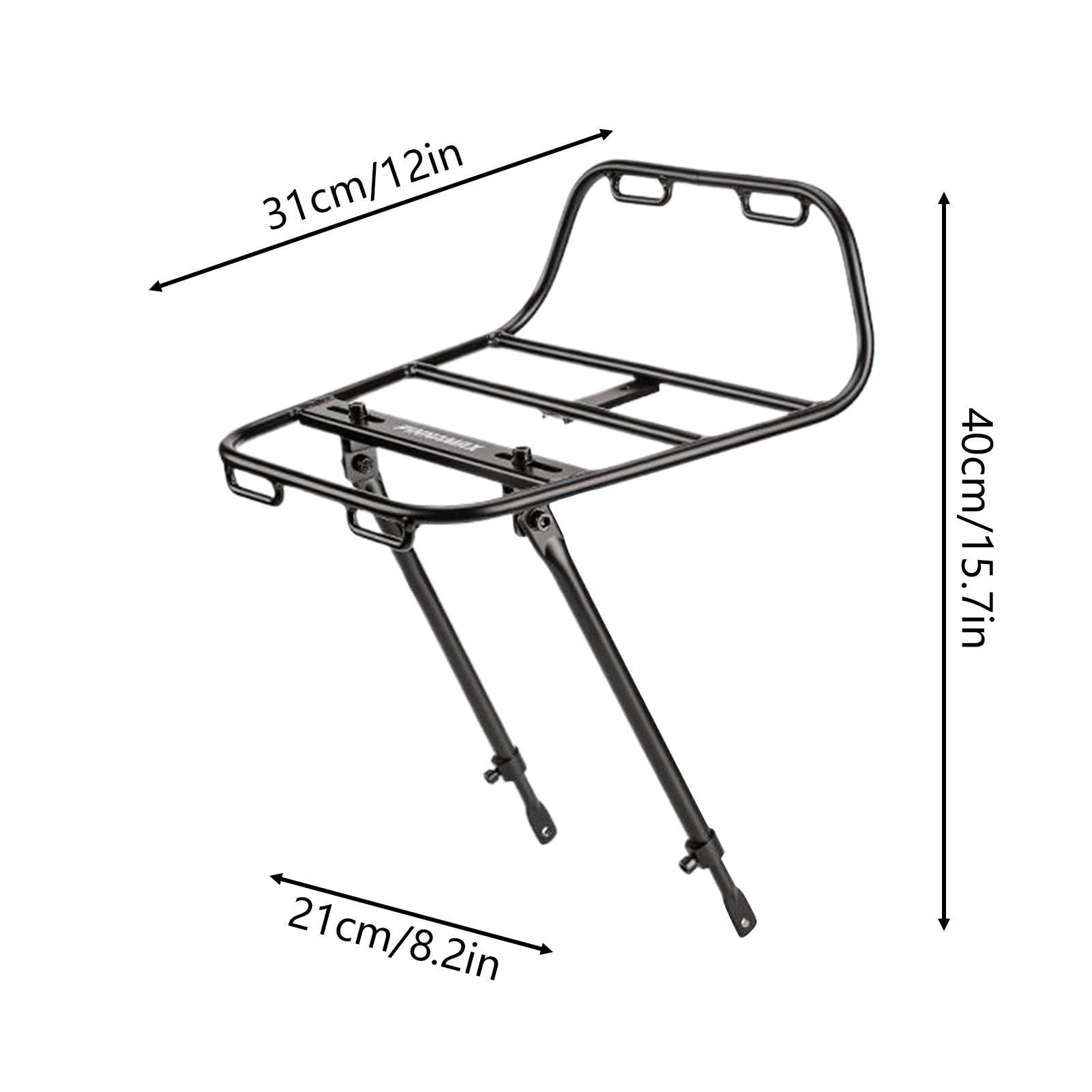 Przedni Bagażnik Rowerowy Aluminiowy Regulowany Uchwyt | Nośnik Bagażnika Rowerowego z Paskami Dla Kolarstwa, Jazdy Na Rowerze, Mobilności, Drogi, Garażu, Ściany, Parkowania, Plaży