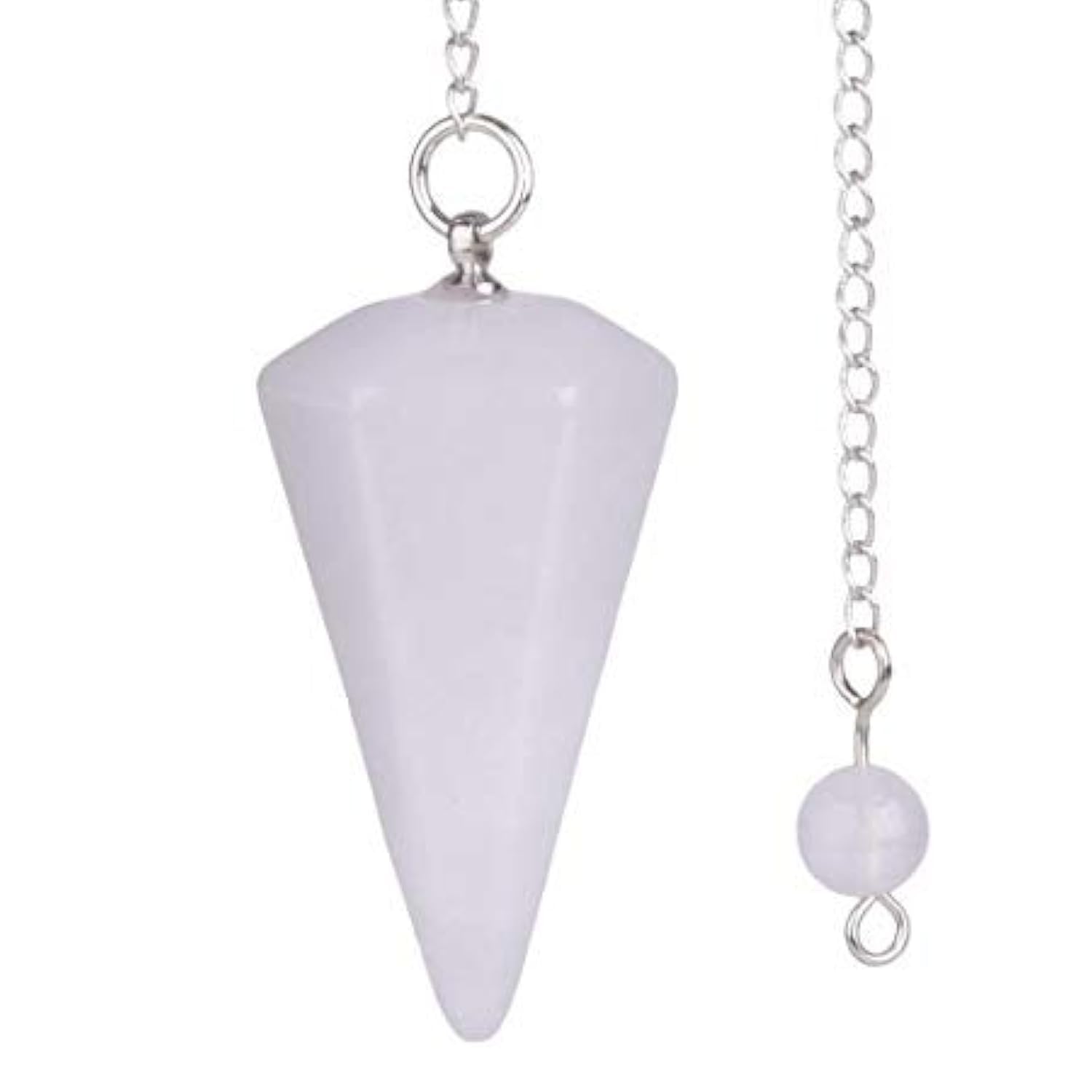 WhitewhaleWhitewhale White Whale Natural Gemstone Rock Crystal Hexagonal Pointed Reiki Chakra Pendant Pendulum