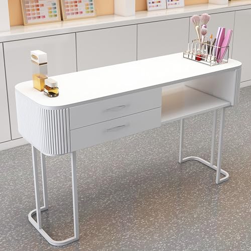 BDYSWD ネイル メイク作業台 マニキュアテーブル 引き出し付き ネイルテーブル スタイリッシュ ネイルテーブル ネイルデスク 耐久性と安定性 組み立てが簡単 適しています勉強デスク ワークテーブ 食事デスク 学習デスク オフィスデスク(ホワイト,12