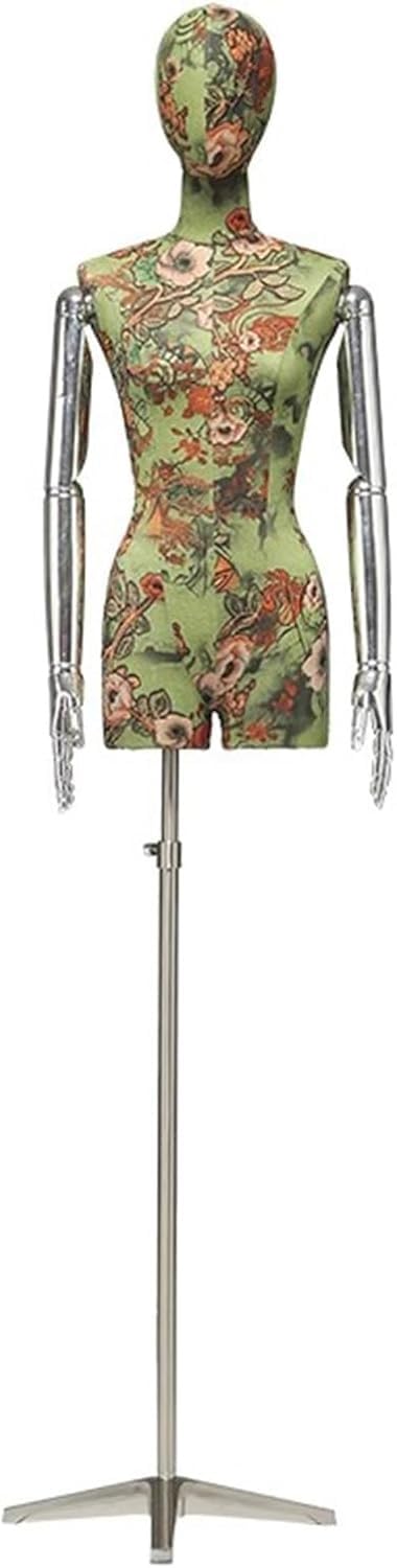 CONGRUI Chinese Style Detachable Female Mannequin, Adjustable Fiberglass Torso And Electroplated Store Clothing Display(Green2)