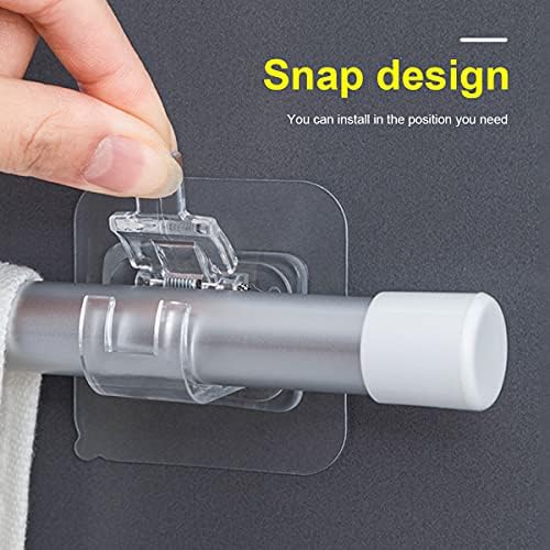 Beenle-Icey 2Pcs Self-Adhesive Curtain Rod Bracket,Nail-free Adjustable Drapery Hook Holders,Wall Mount Curtain Pole Wall Brackets for Home Bathroom and Hotel Use(Transparent)