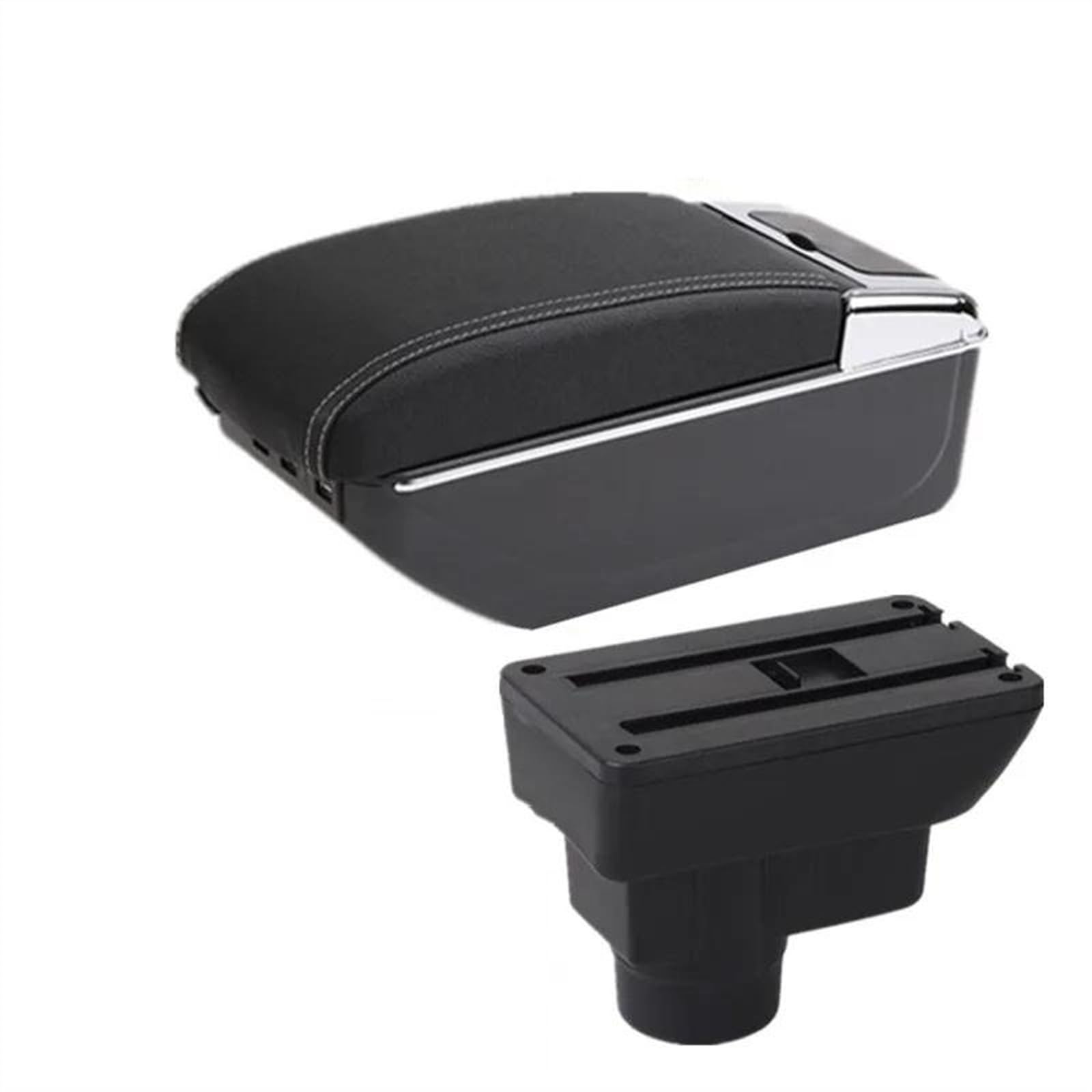 NMJLQW Storage Rack Armrest Box With Multifunctional Support PU Upholstered Car Interior Modification Accessories For Corsa D(C white line 7USB)