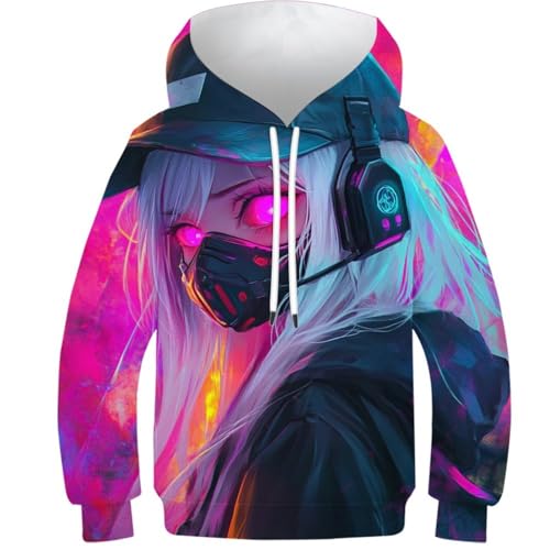 Sweat à capuche 3D Cyberpunk pour garçons de 13 à 15 ans style pull-over d'automne