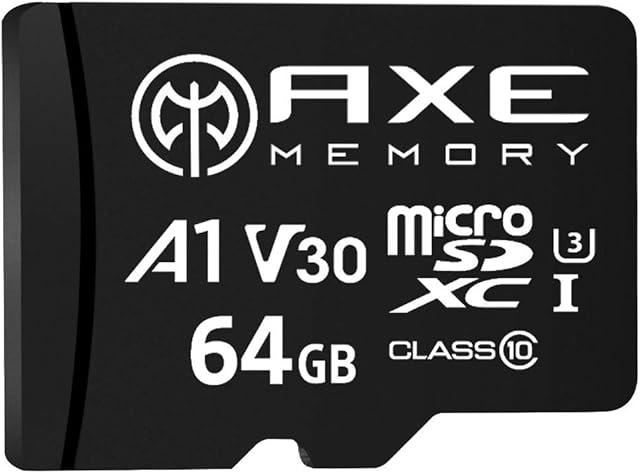 AXE MEMORY 64GB microSDXC Memory Card + SD Adapter with A1 App Performance, V30, UHS-I U3, 4K