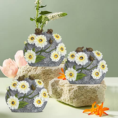 Argodaze Resin Solar Garden Figurines Tortoise With Daisies And 6 Led Lights Backyard Lawn Welcome Home Decorations For Patio Outdoor Balcony Statues Unique Mom Birthday Housewarming Gifts #TOP6