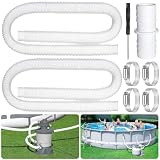 Amzeeniu tuyau piscine 32mm 2Pcs 32mm Tuyau pour Piscine Hors Sol,tuyau de pompe filtre à sable piscine avec 4 colliers de serrage en métal,Tuyau de Piscine pour Piscines 150 cm