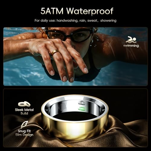 RQZ Smart Ring Health Fitness Tracker for Men and Women,Gold Size 7 - image 9
