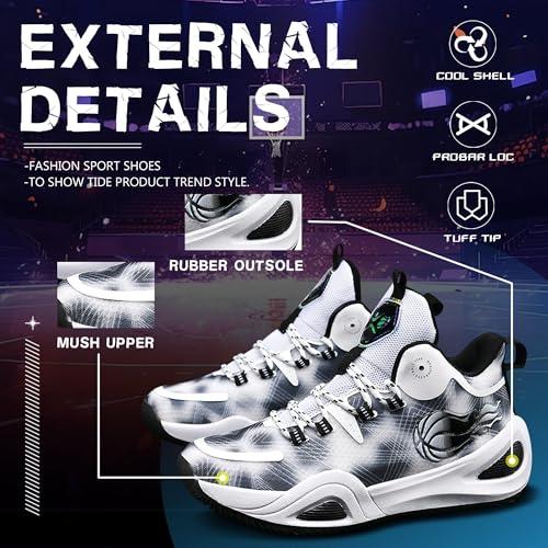 Image of Men's Basketball Shoes Fashionable Breathable Anti Slip Sports Shoes Outdoor Running Fitness Training Shoes