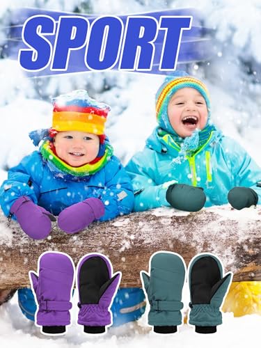 Image of Newcotte 6 Pairs Winter Ski Mittens Kids Waterproof Warm Snow Gloves for Boys Girls Cold Weather Outdoor Activities